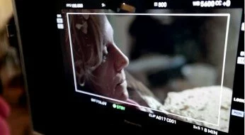 Juliet Stevenson through camera monitor