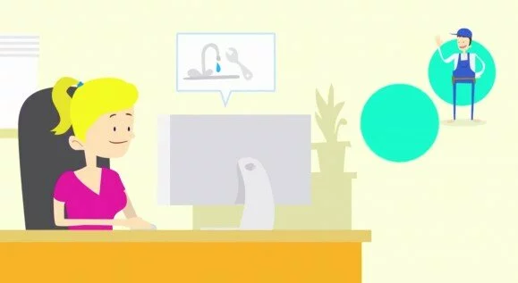 Woman in 2D animation video for internet start up company