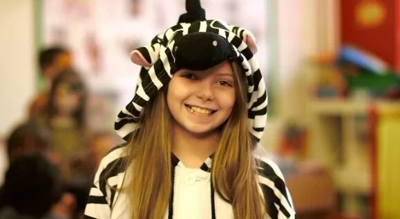 Child in Zebra costume for WWF promo video production